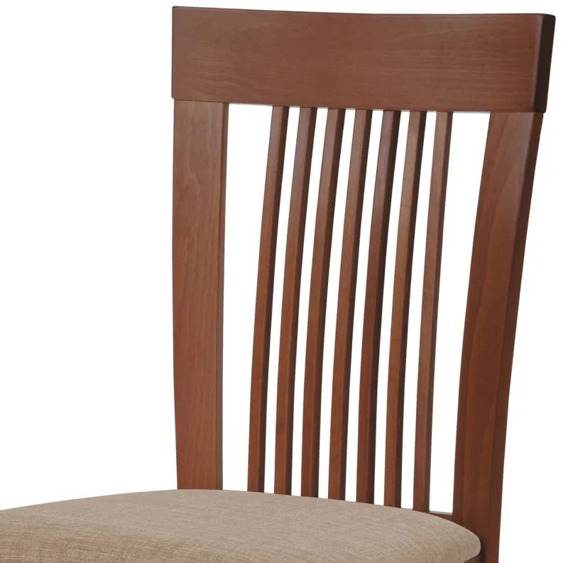 Drevená stolička vo farbe čerešňa čalúnená látkou