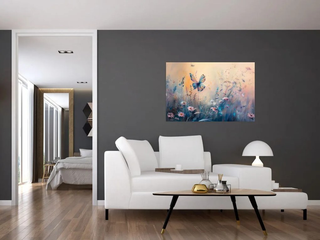 Obraz - Lúka s motýľom II. (90x60 cm)