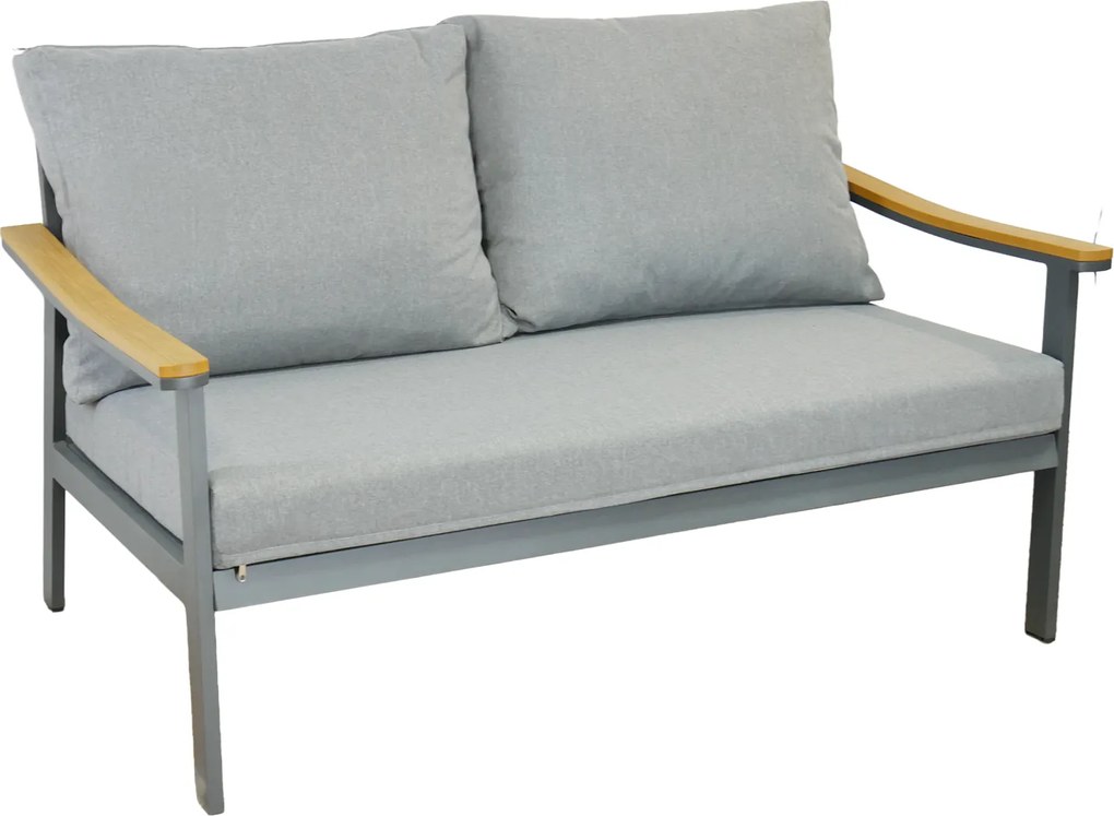 Garden Line LUBLANA HLINÍKOVÁ SÚPRAVA NÁBYTKU (SOFA + 2 KRESLÁ + STÔL) ŠEDÁ + ŠEDÉ VANKÚŠE *9545