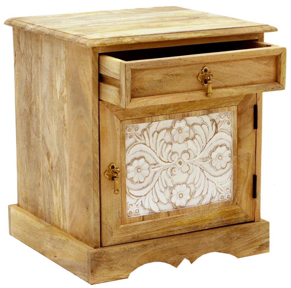 furniture-nabytek.cz - Nočný stolík z masívu z dreva mango 45x50x40