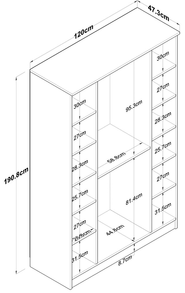 Šatníková skriňa BA 116 120 cm orech/biela