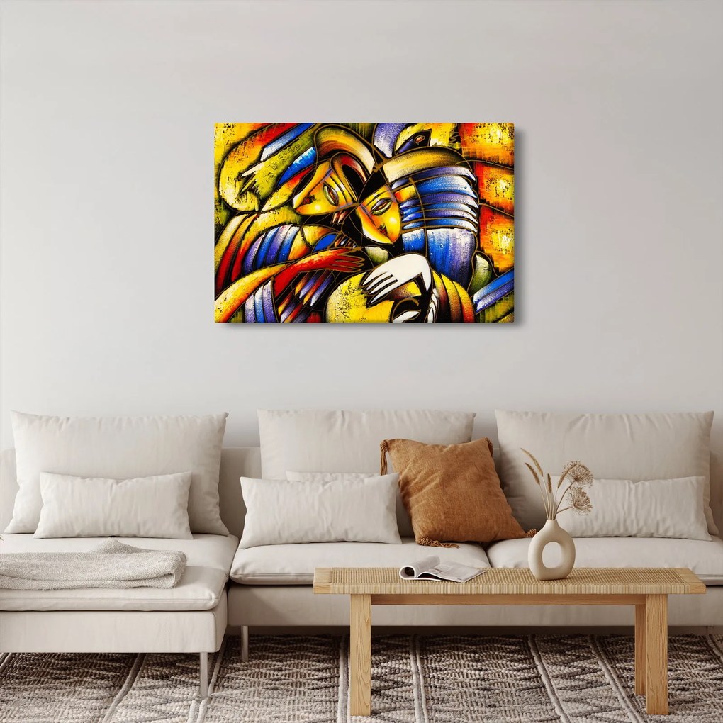 Obraz - Olejomaľba, milenci (90x60 cm)