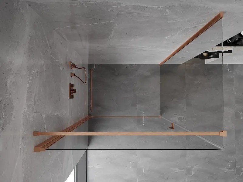 Mexen Mist-B, 1-krídlový výklopný sprchový kút 70 x 120 cm, priehľadný, brúsená meď - 8A2T-070-120-65-00