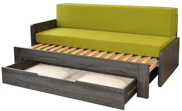 Ahorn DUOVITA 80 x 200 lamela - rozkladacia posteľ a sedačka 80 x 200 cm ľavá - dub svetlý / hnedý / agát