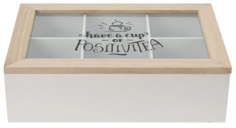 Drevený organizér na čaj Positive2, 24x16,5x7 cm