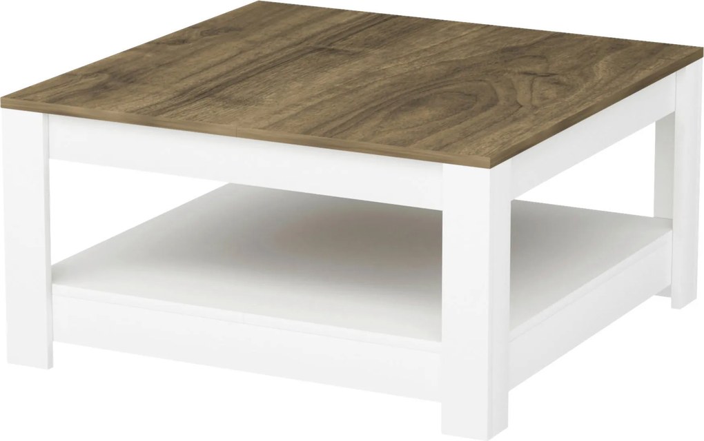 XXXLutz KONFERENČNÝ STOLÍK, biela, farba vlašského orecha, kompozitné drevo, 89/89/45 cm Livetastic - Stolíky do obývačky - 000074001301