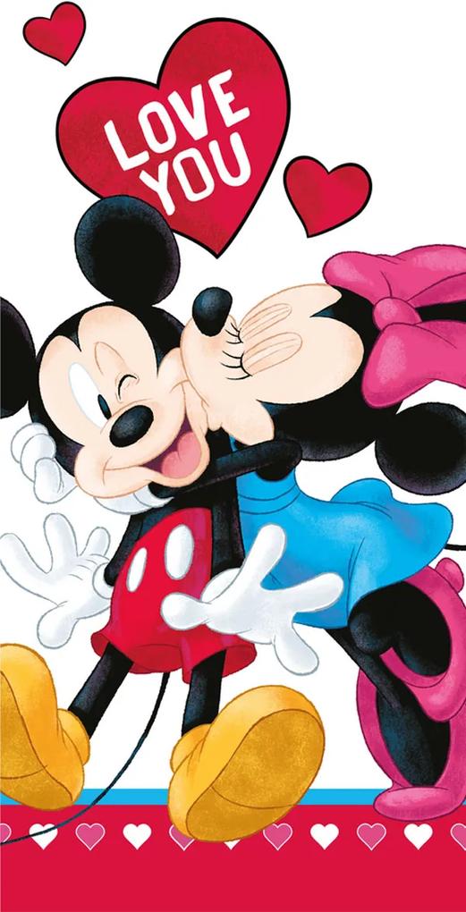 JERRY FABRICS Osuška Mickey a Minnie Love you Bavlna Froté 70/140 cm
