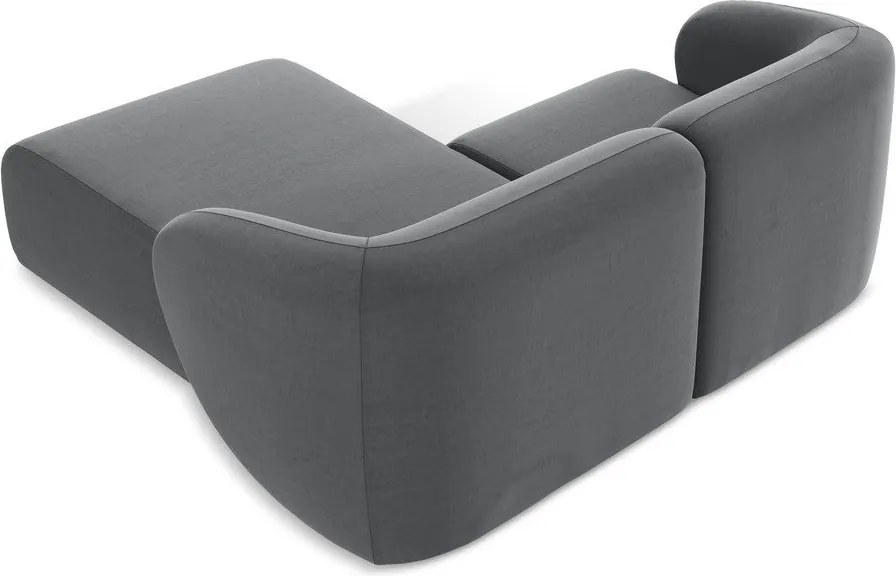 Sivá zamatová rohová pohovka (pravý roh/s leňoškou) Lani – Makamii