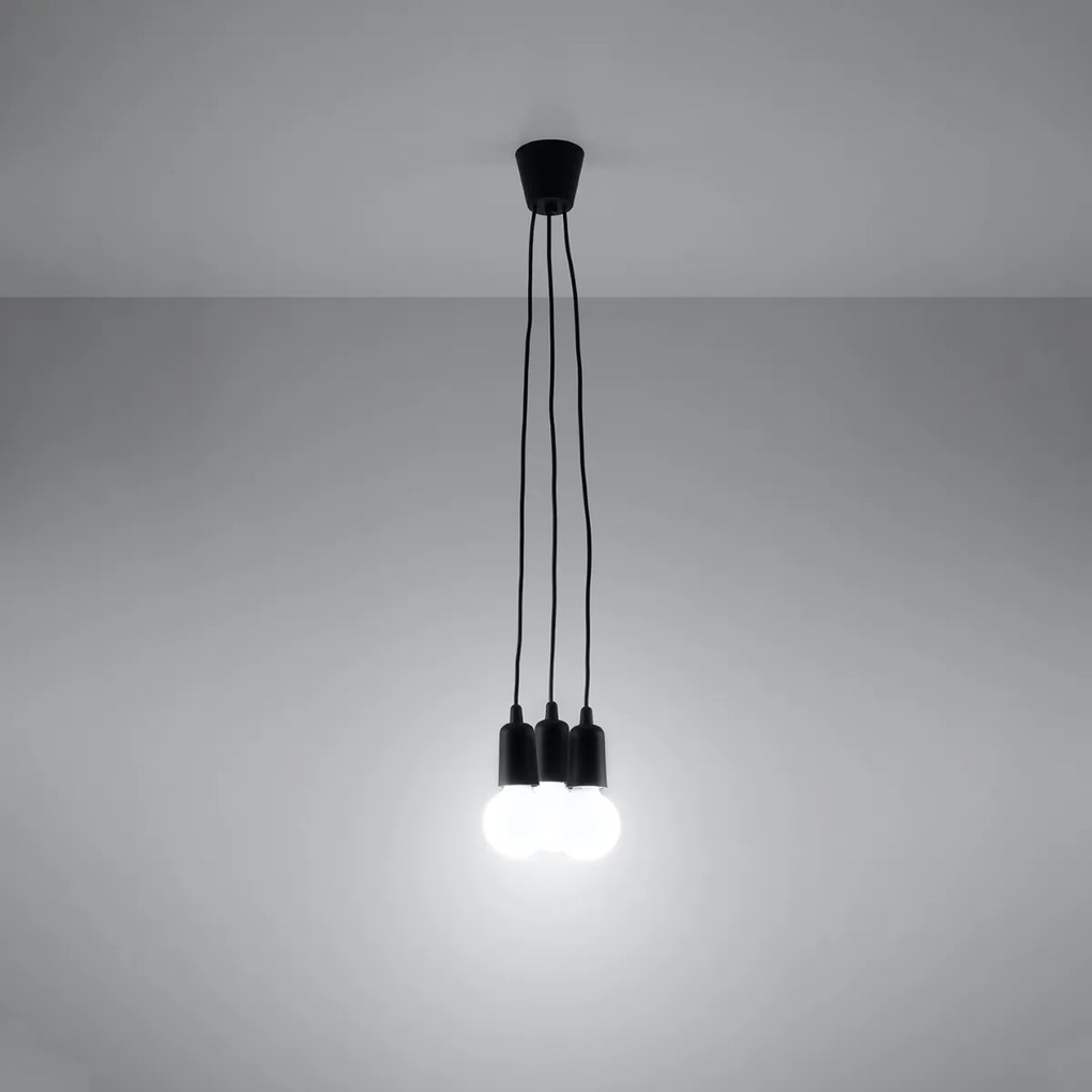 Závesné svietidlo Diego 3, čierne telo svietidla