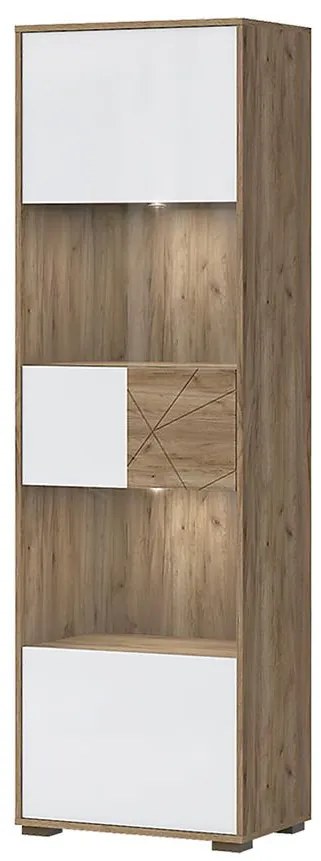 Vitrína Stela-V1S lakované tobacco/crystal white