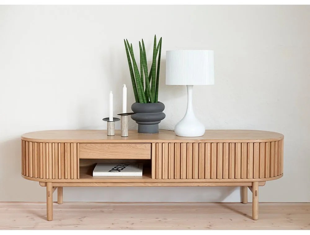 TV stolík v dekore duba v prírodnej farbe 160x48 cm Carno – Unique Furniture