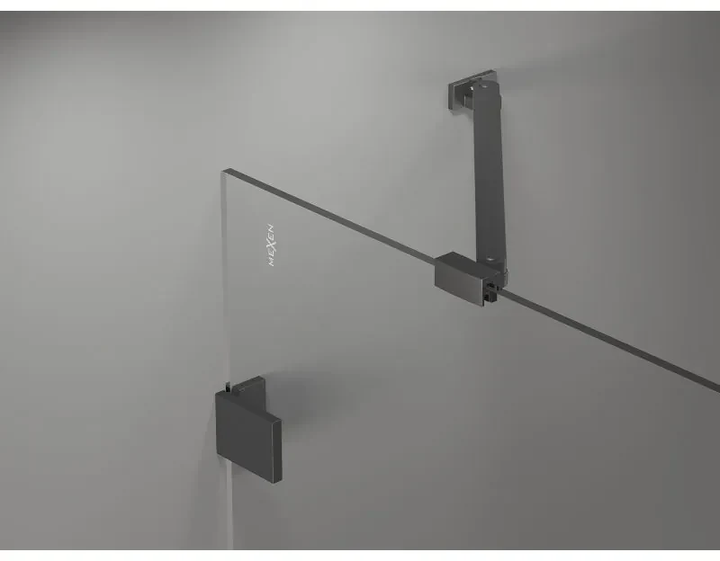 Mexen Lunar-B, pravostranný výklopný sprchový kút 95 x 80 cm, 8mm číre sklo, profil grafit brúsený, 832-095-080-66-00-P