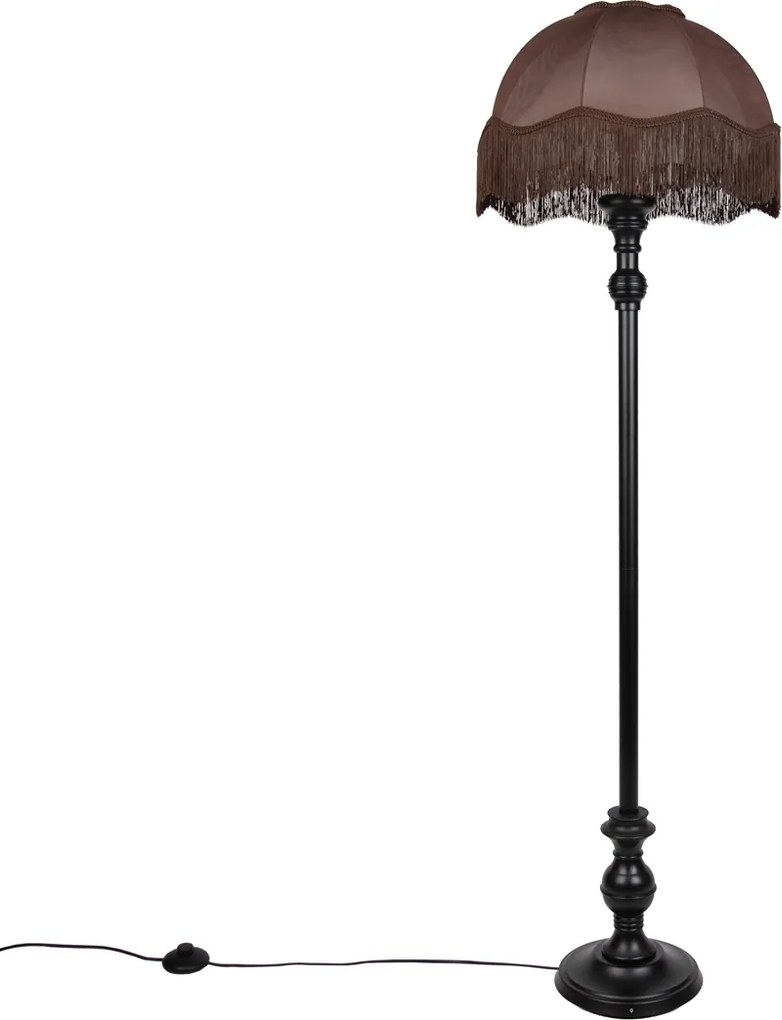 Stojacia lampa čierna s hnedým tienidlom a bielym interiérom 45cm - Classico