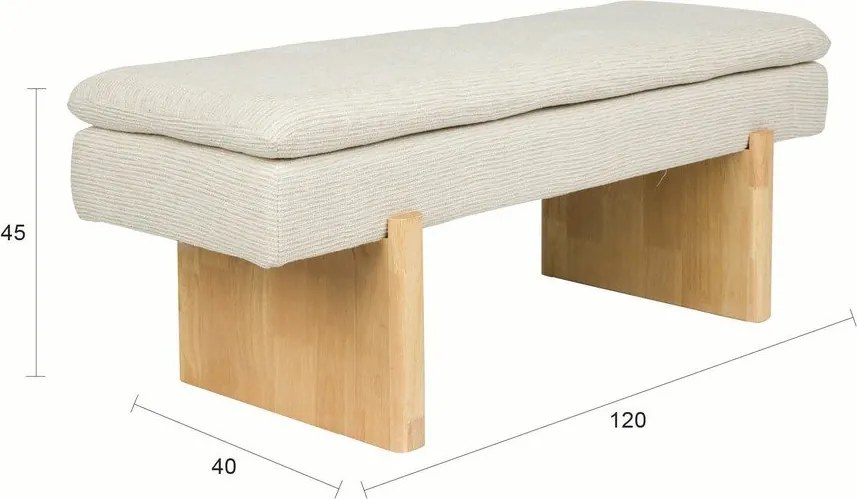 Krémová polstrovaná lavica Jappo – White Label