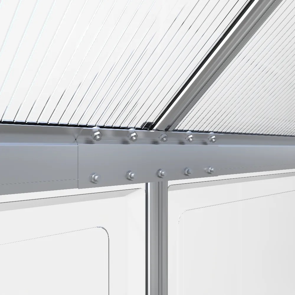 Skleník so základňou BestBerg SH-6 / 6,6 m² / 360 x 182 x 208 cm / strieborná