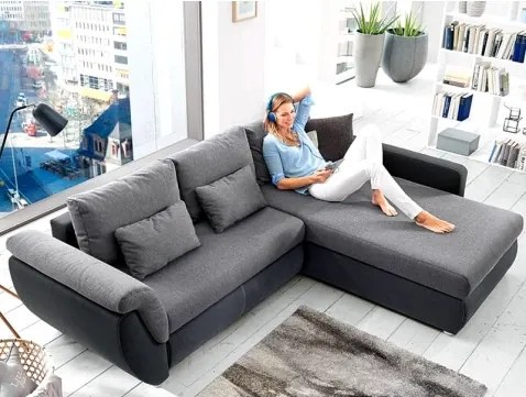 Rohová sedacia súprava Torgau, černá/šedá tkanina%