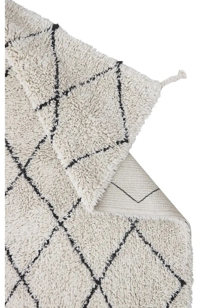 Krémový prateľný ručne tkaný bavlnený koberec 70x100 cm Mini Bereber – Lorena Canals