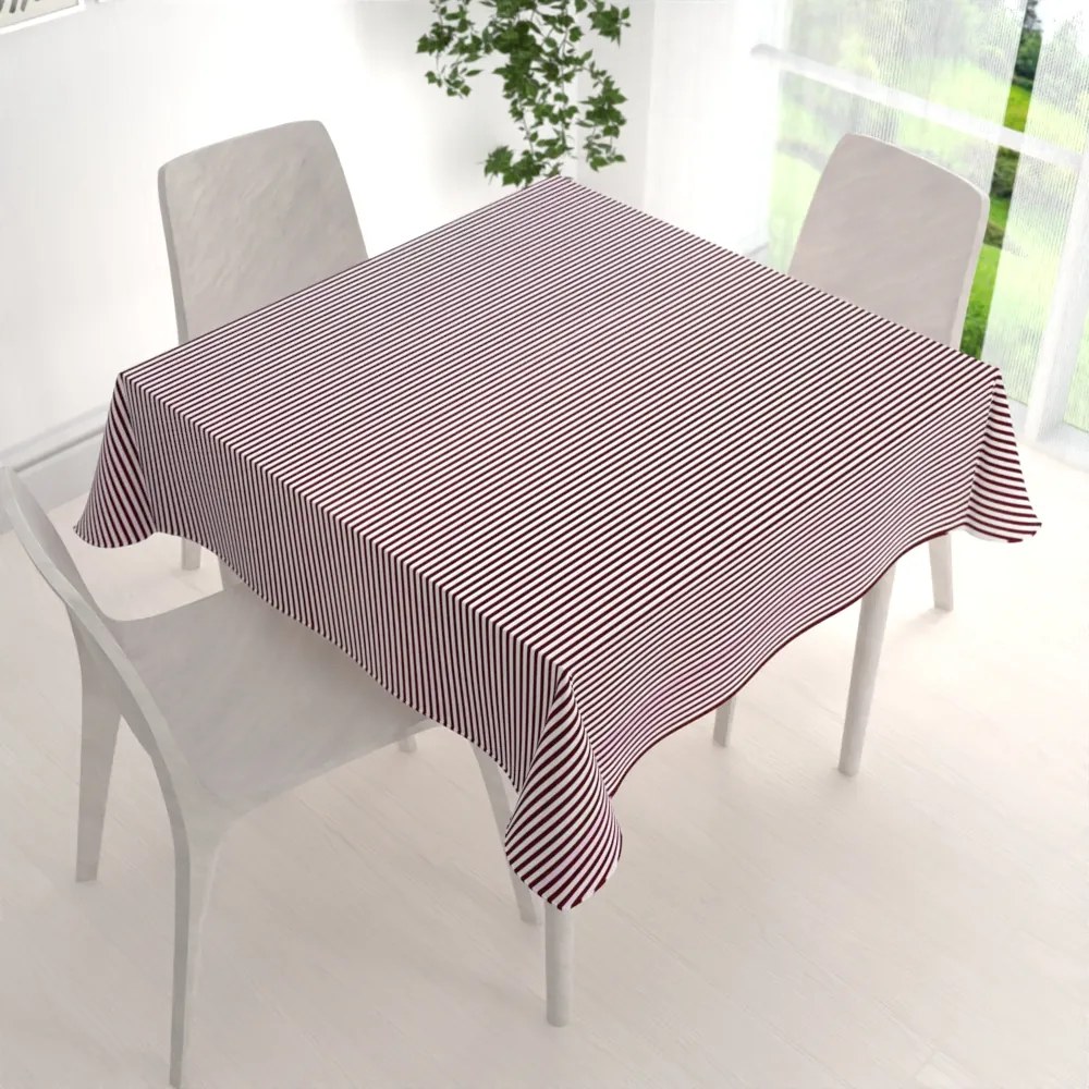 Biante Bavlnený štvorcový obrus Sandra SA-363 Tmavo červeno-biele pásiky 90x90 cm