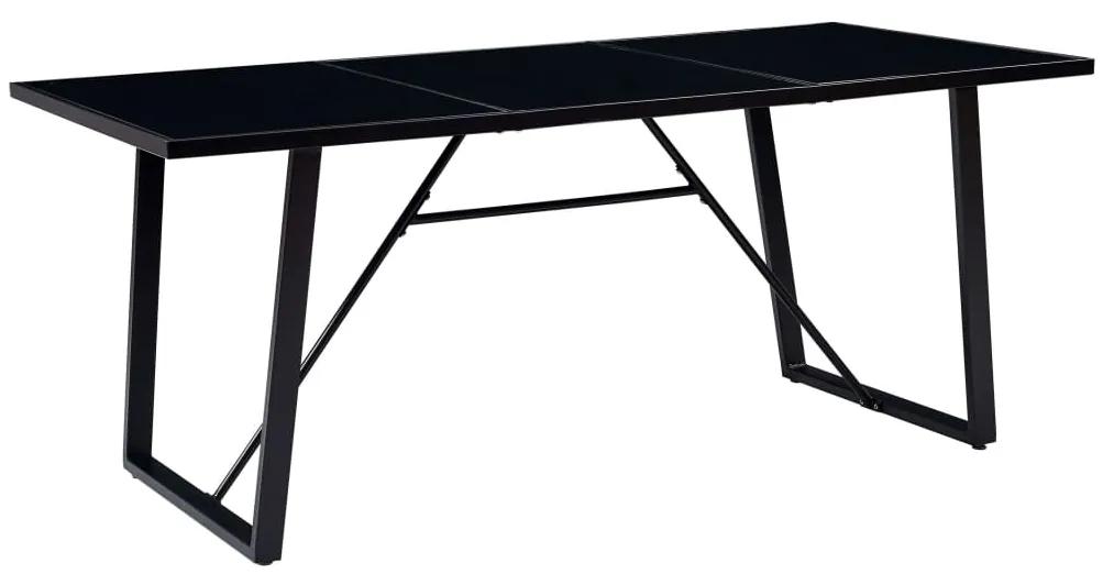 vidaXL Jedálenský stôl, čierny 180x90x75 cm, tvrdené sklo