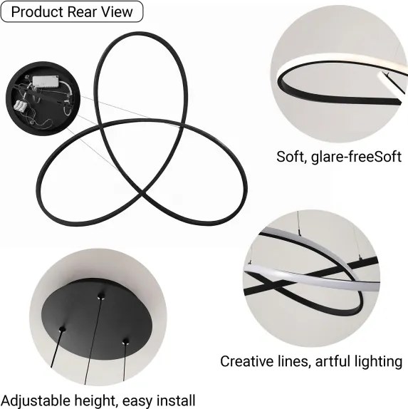 Brilagi - LED stmievateľný luster na lanku INFINITY LED/80W/230V 80x80 cm čierny + diaľkové ovládanie