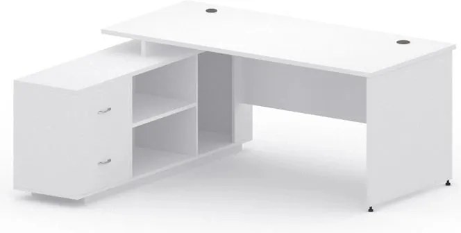 Kancelársky stôl so skrinkou MIRELLI 160x160 cm, ľavý, biely