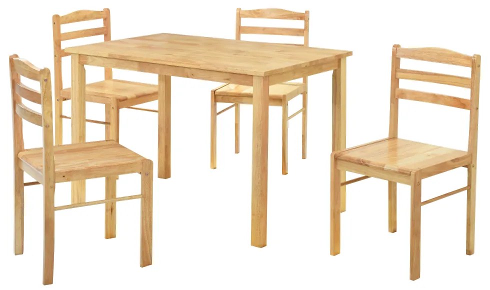 Jedálenský set 1+4, masívne drevo, prírodná, LOAK