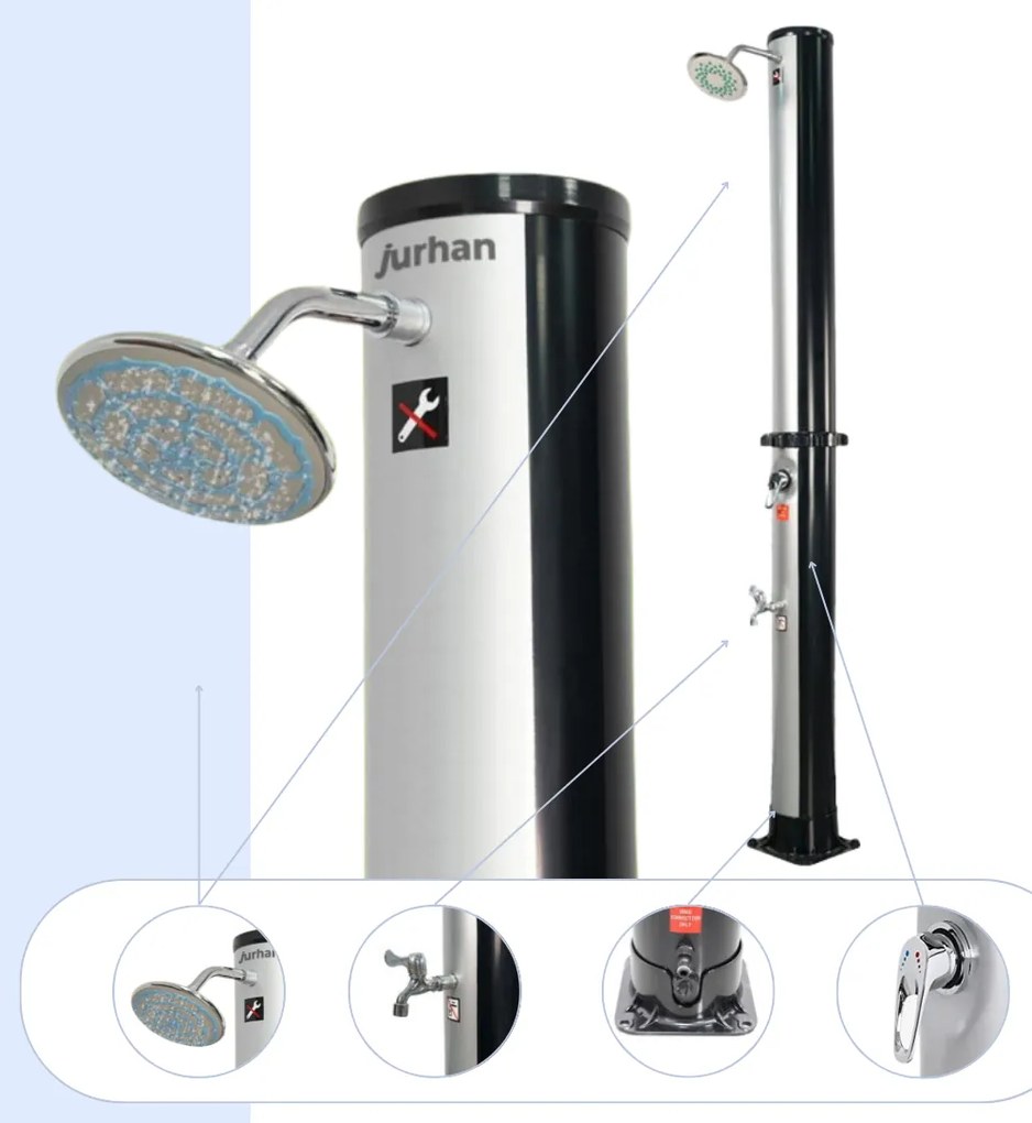 Solárna sprcha KARIBIK, 35 l, čierna/strieborná Jurhan