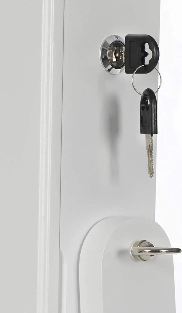 LED skrinka na šperky so zrkadlom po celej dĺžke s 2 zásuvkami, biela