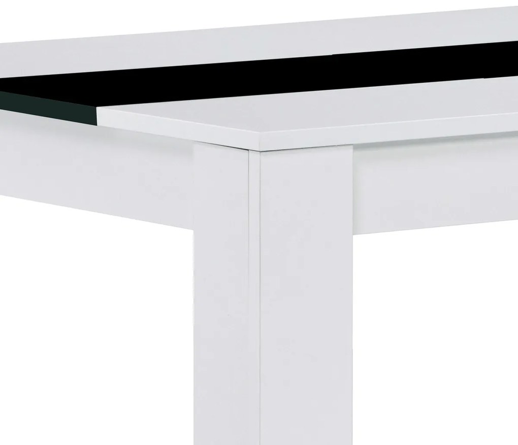 Autronic - Jídelní stůl 138x80x75, MDF, bílé lamino, dekorativní černý pruh - AT-B140 WT1 VÝPRODEJ