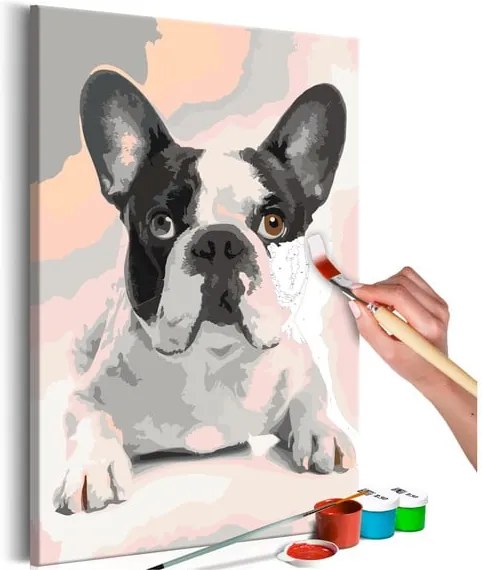 DIY set na tvorbu vlastného obrazu na plátne Artgeist Bulldog, 40 × 60 cm