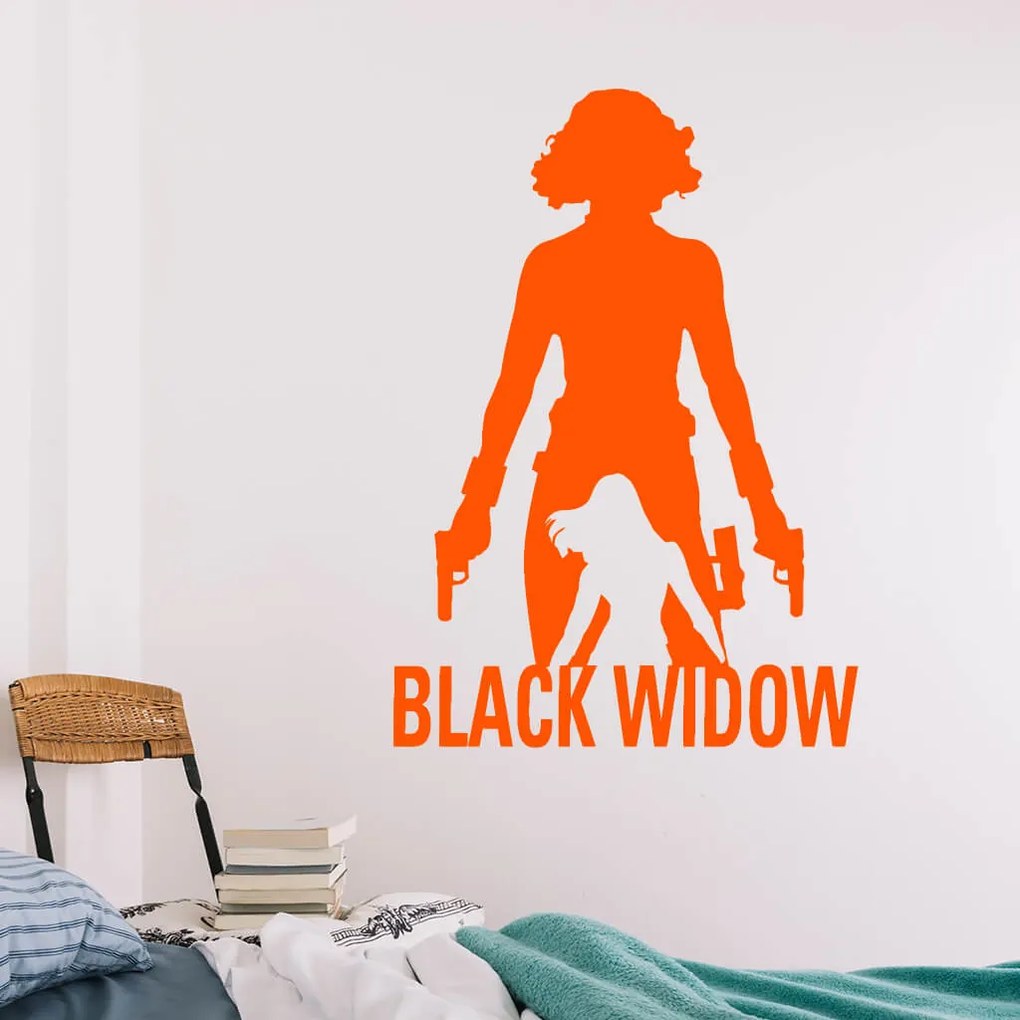 Veselá Stena Samolepka Black Widow silueta Farba: oranžová, Veľkosť: 60 x 85 cm