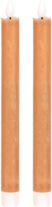 Súprava kónických sviečok s LED osvetlením, cappuccino, 2 ks, parafín, 25 cm