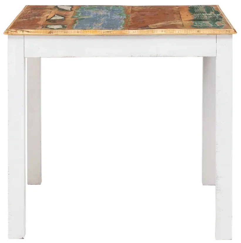 furniture-nabytek.cz - Masívny jedálenský stôl Perth z recyklovaného dreva, lakovaný, biely s farebnými prvkami – 80×80 cm