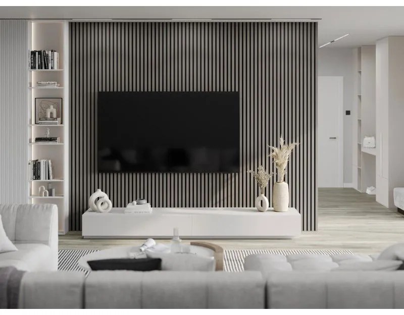 Mexen Lam-F, akustické stenové lamely 275 × 30 cm, plstený podklad 8 mm, technická dyha, dub oceľový, S105-275307-3015-006