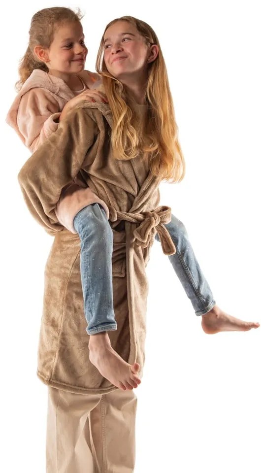 Ružový detský župan z mikroplyšu veľkosť 134-140 Delux – Tiseco Home Studio