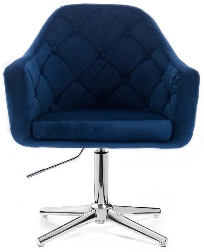 LuxuryForm DESIGN Kreslo ANDORA VELUR na striebornom kríži - modré