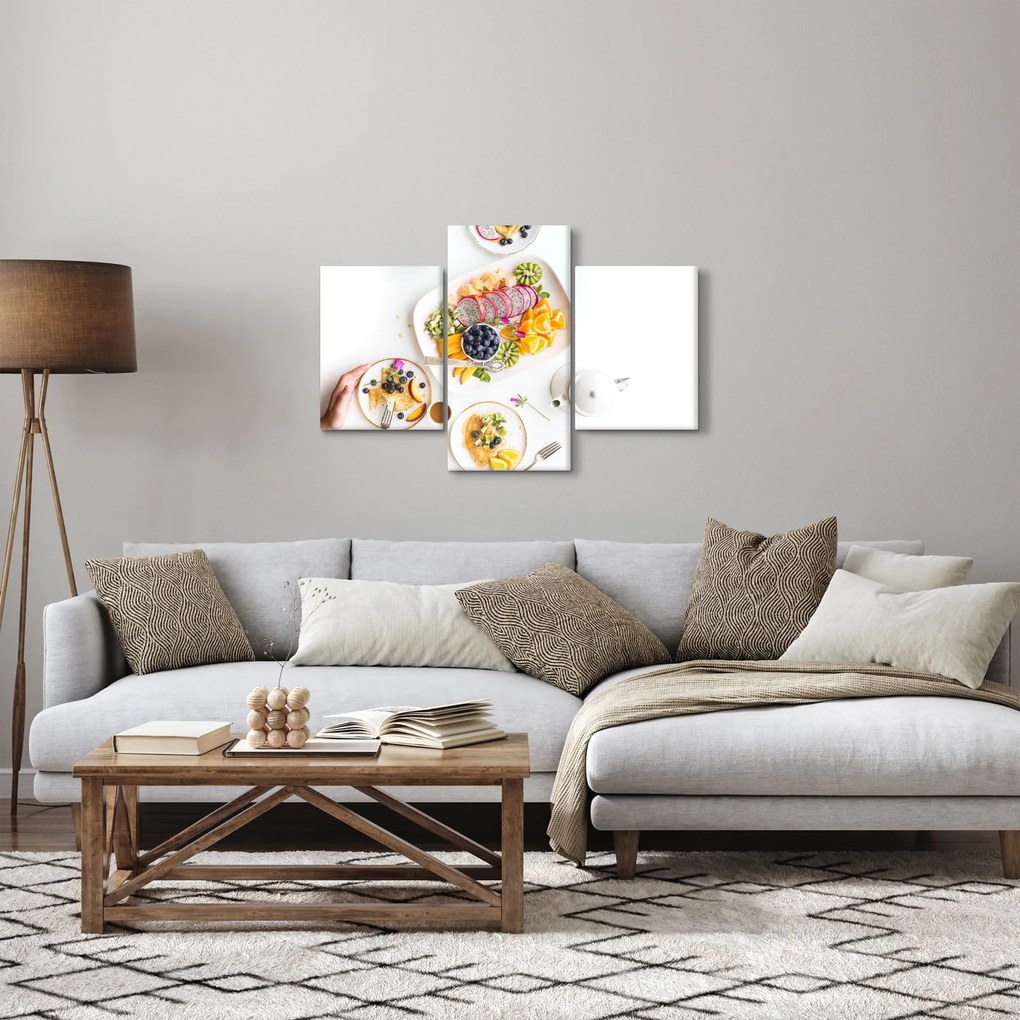 Obraz tanierov s ovocím na stole (90x60 cm)