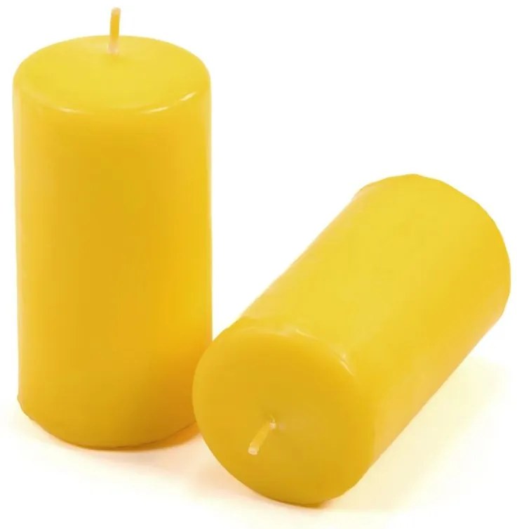 Sada stĺpových sviečok, 10 cm, Ø 5 cm, žltá, 8 ks