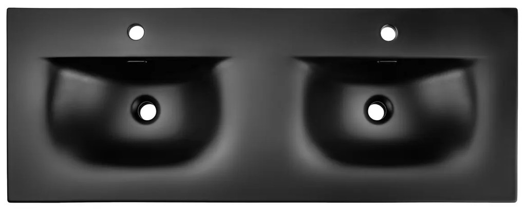 Dvojité keramické umývadlo Sky1 120 cm matné čierne