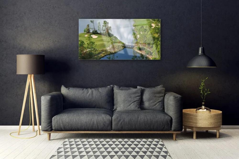 Obraz na skle Jazero príroda 120x60 cm