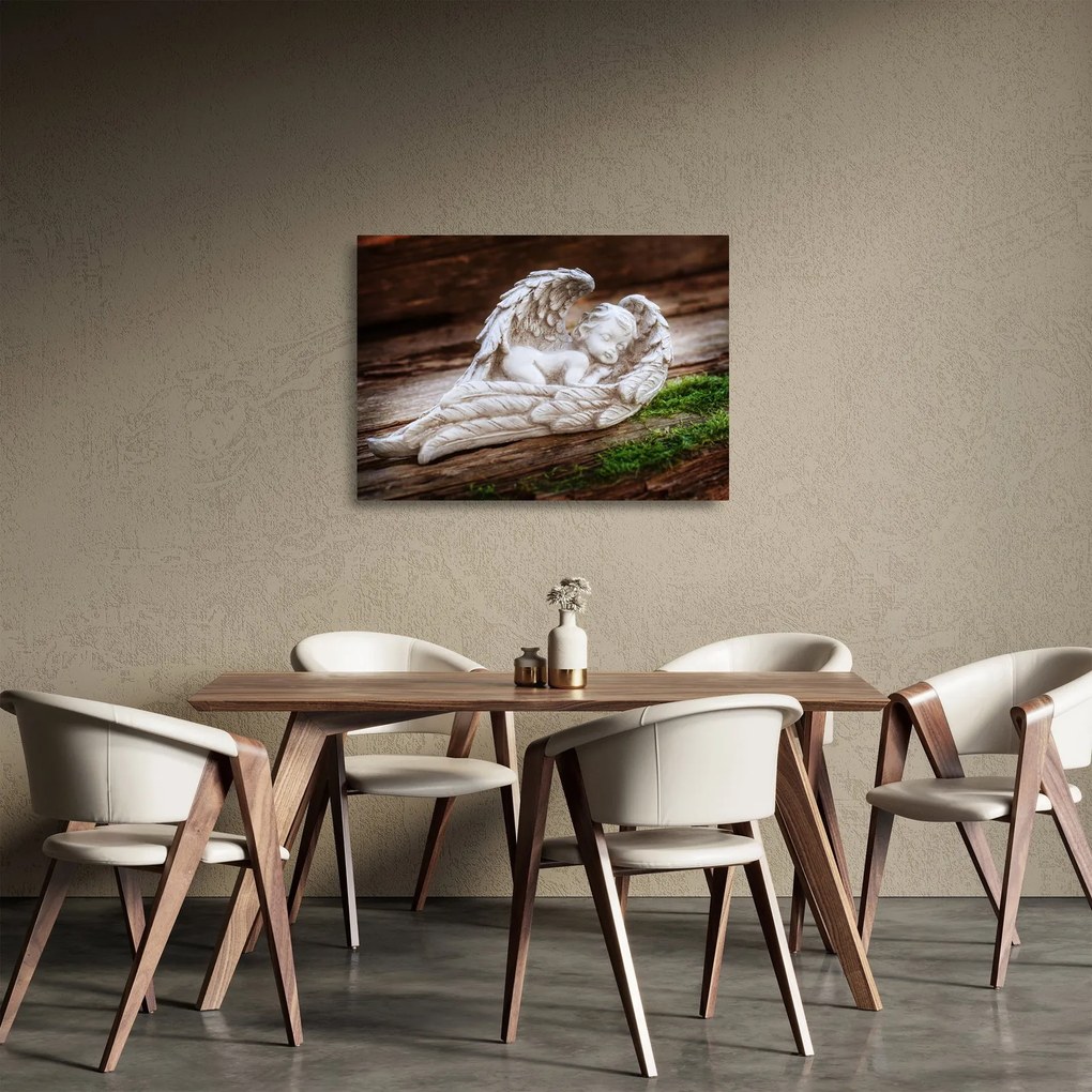 Sklenený obraz - Spiaci anjelik (70x50 cm)