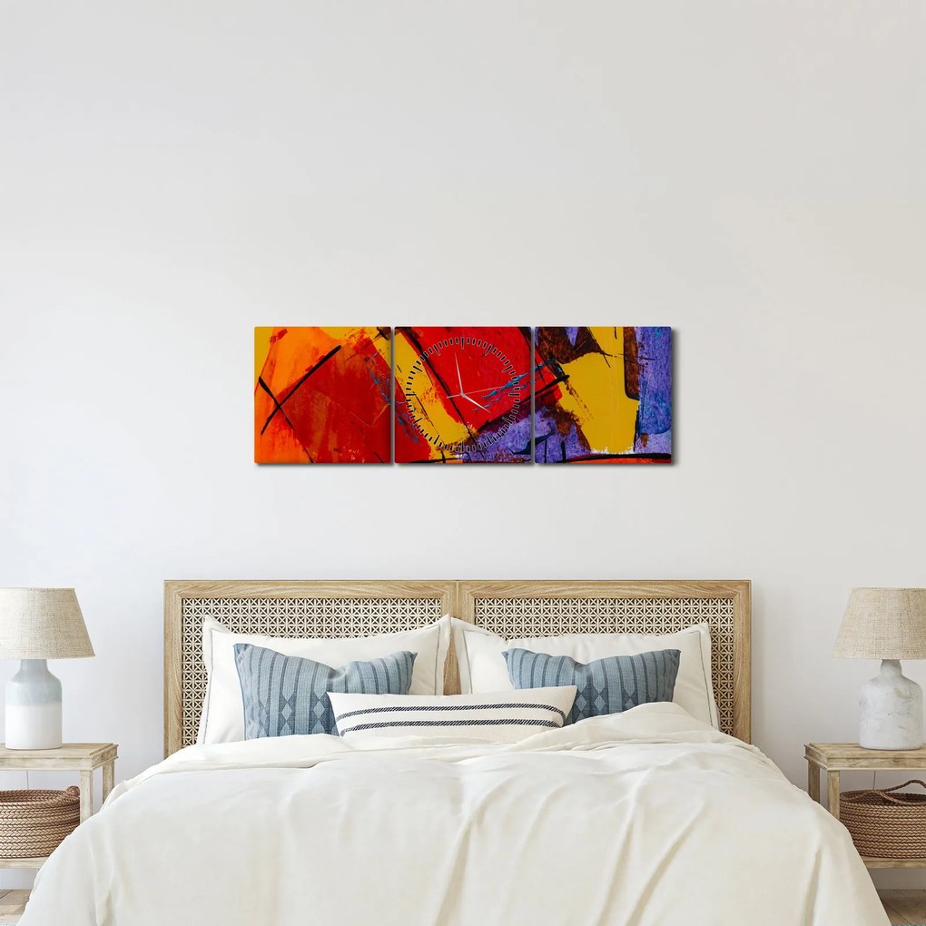 Obraz abstrakcie (s hodinami) (90x30 cm)