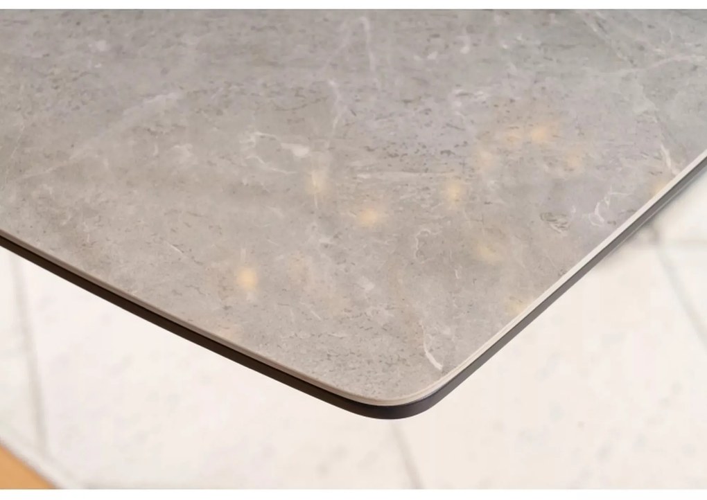 Rozkládací jídelní stůl Cortez 160/210 cm šedý mramor/antracitový