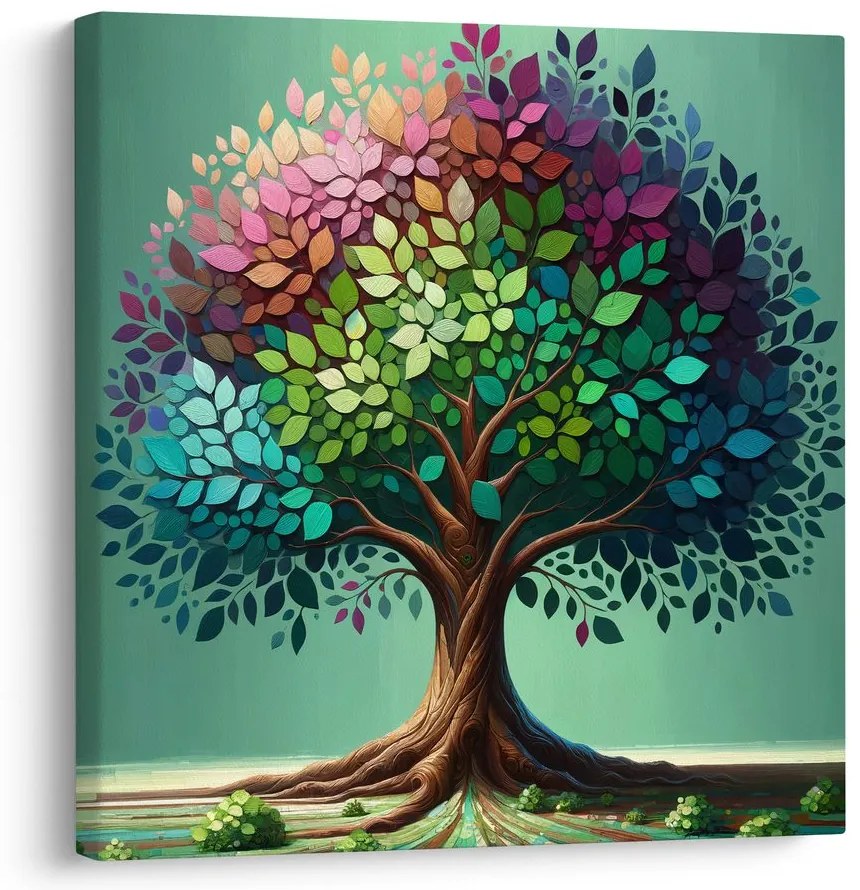 Obraz farebný strom života na plátne