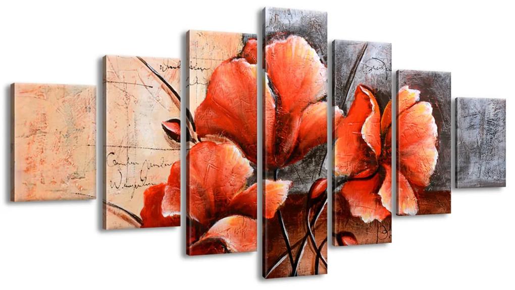 Gario Ručne maľovaný obraz Nádherný Vlčí mak - 7 dielny Rozmery: 210 x 100 cm