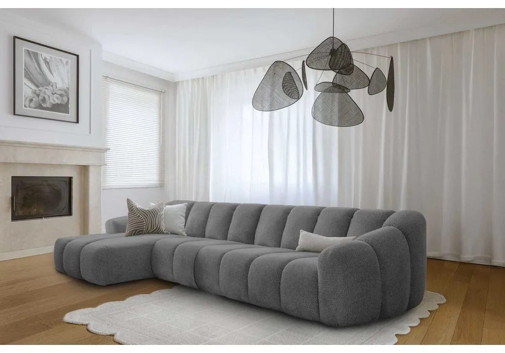 Sivá rohová pohovka (ľavý roh/s leňoškou) Shell – Miuform