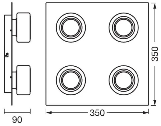 Ledvance -LED Kúpeľňové stropné svietidlo ORBIS FLAME 4xLED/5,5W/230V IP44 čierna