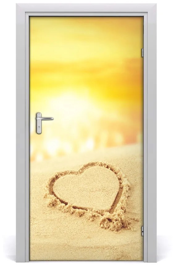 Fototapeta na dvere samolepiace srdce na pláži 85x205 cm