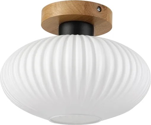 Stropné svietidlo HARMA WOOD, 1xE27/15W/230V, dub/biela, priemer 25 cm