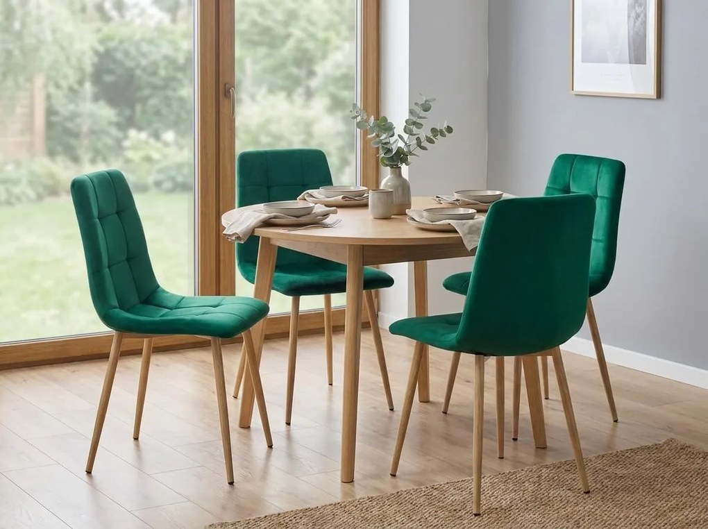 Zelená zamatová stolička KARA